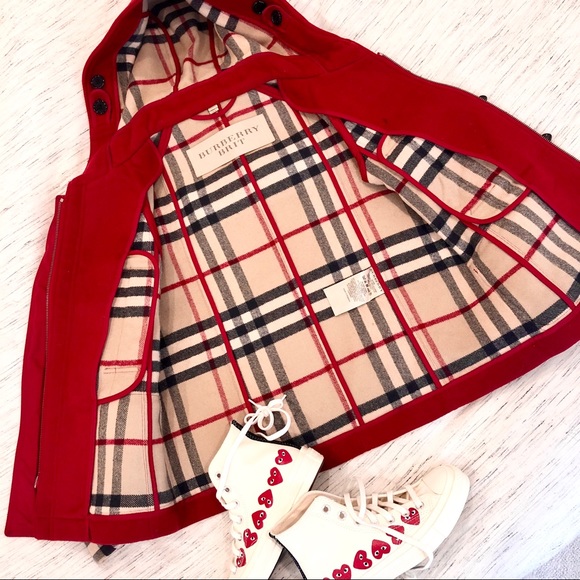 Burberry Brit Wool Duffle Coat- Red Size US 2 - Picture 2 of 8